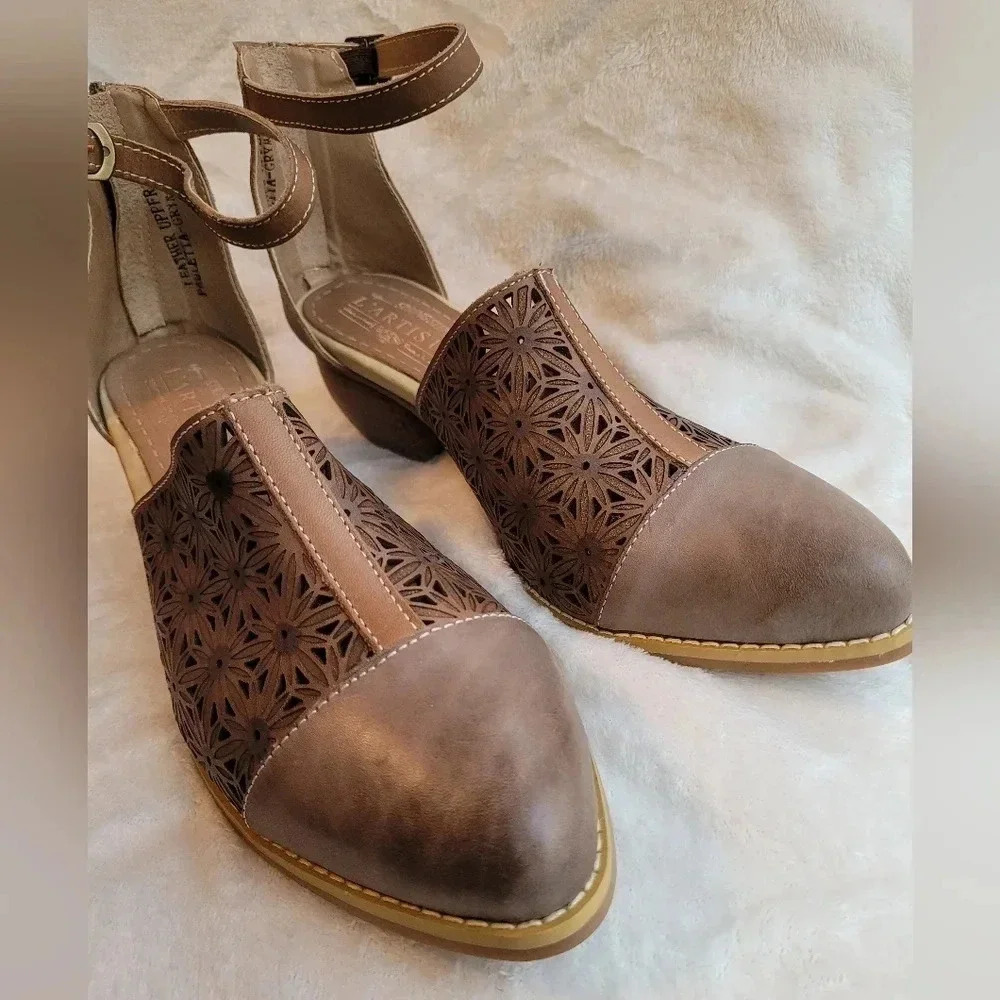 L'ARTISTE BY SPRING STEP Pauletta grey leather ankle BOHO Artsy shoes Sz 10 - Picture 2 of 12
